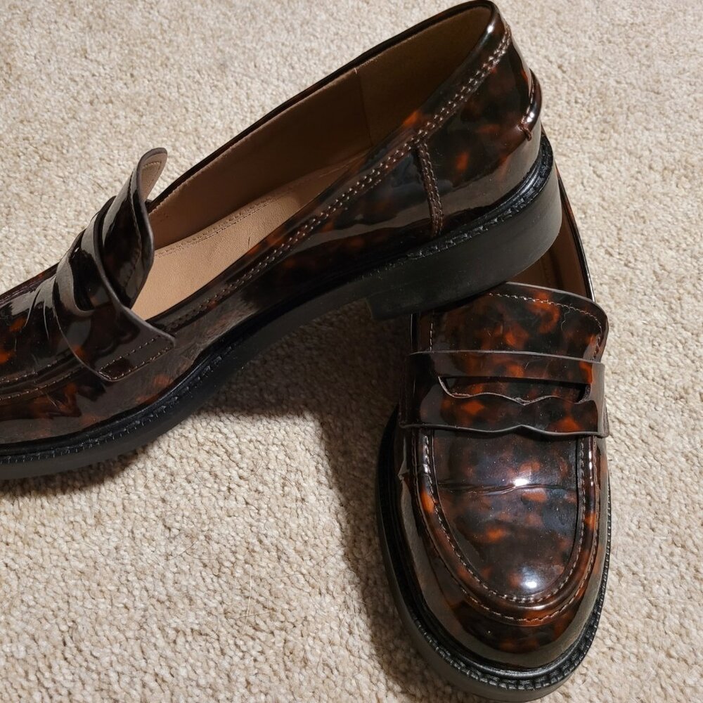 Sam Edelman Tortoise Shell Penny Loafers Size 7.5 - Picture 3 of 8